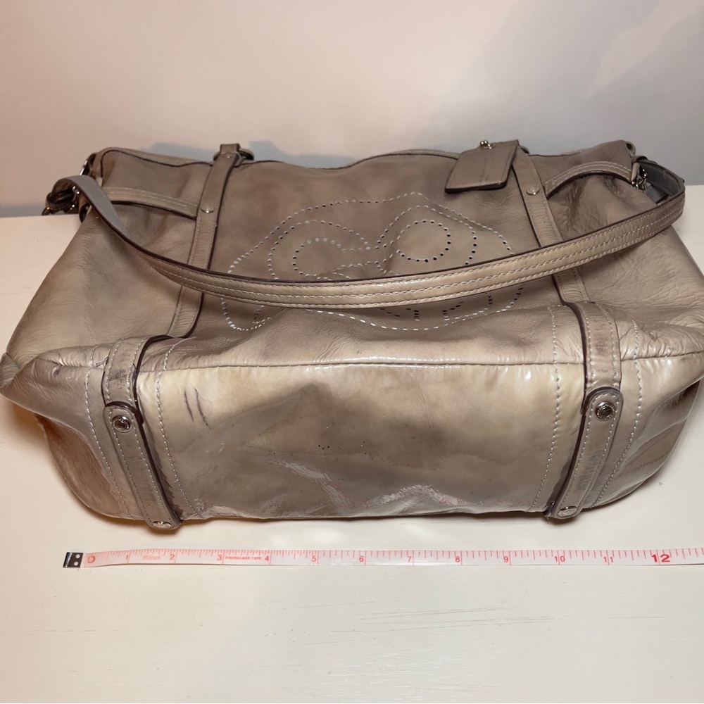 COACH Audrey Andie Gray Patent Leather Crossbody Tote Bag - Picture 14 of 16